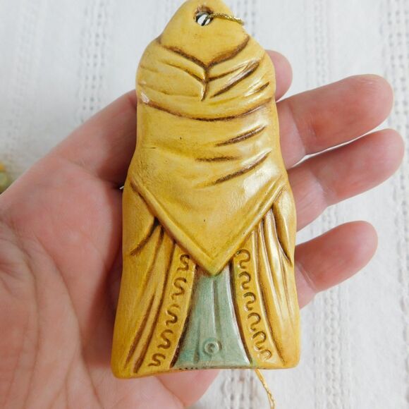 Vintage Nativity Christmas Flat Ornament Set of 5 Jesus Joseph Wiseman Donkey - Picture 7 of 16